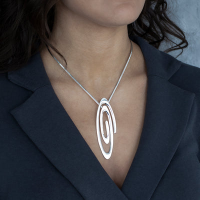 Sculpted Spiral Silver Statement Necklace