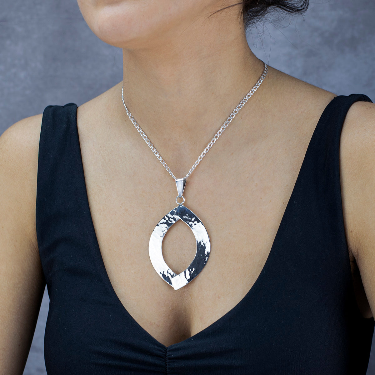 Large Hammered Silver Pendant