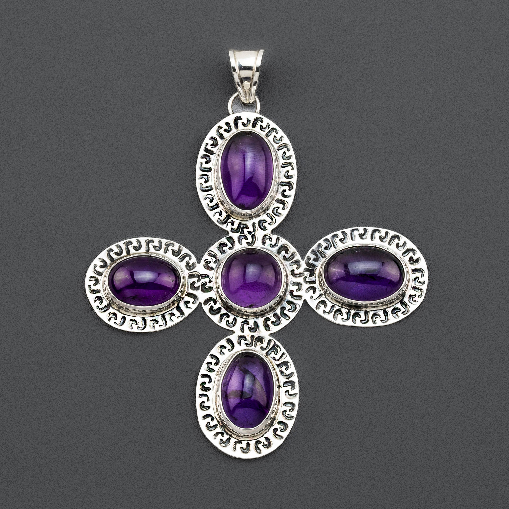large purple amethyst stone cross pendant