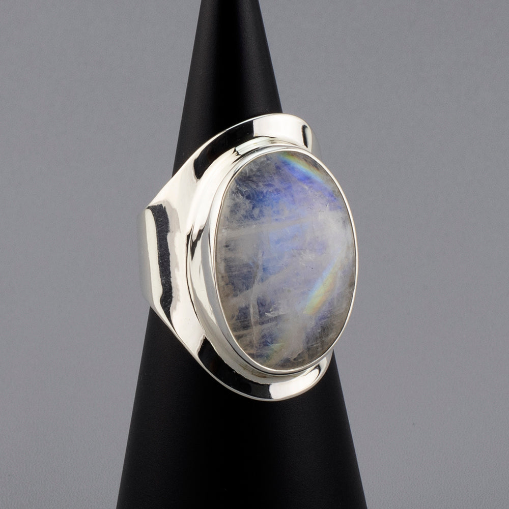 large rainbow moonstone ring
