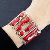 large red coral silver bracelet