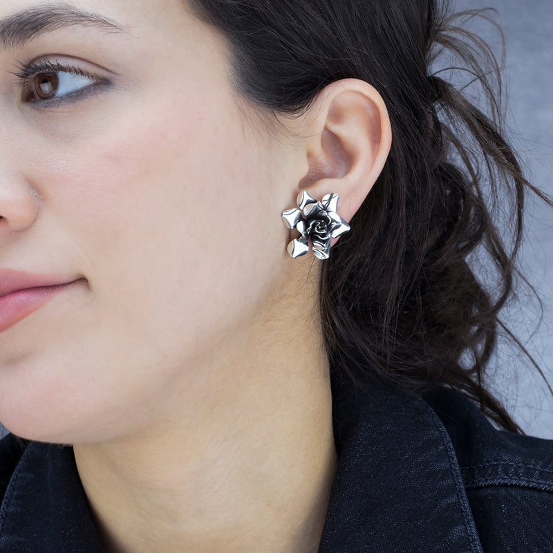 rebel rose Mexican silver earrings