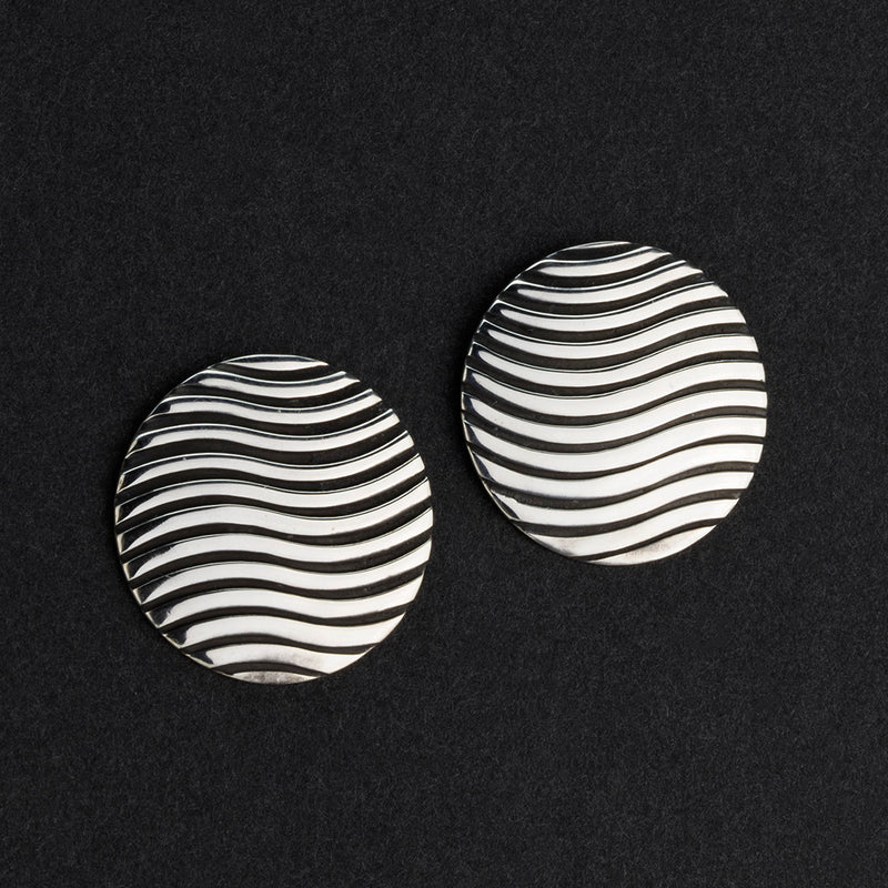 large round Taxco silver stud earrings