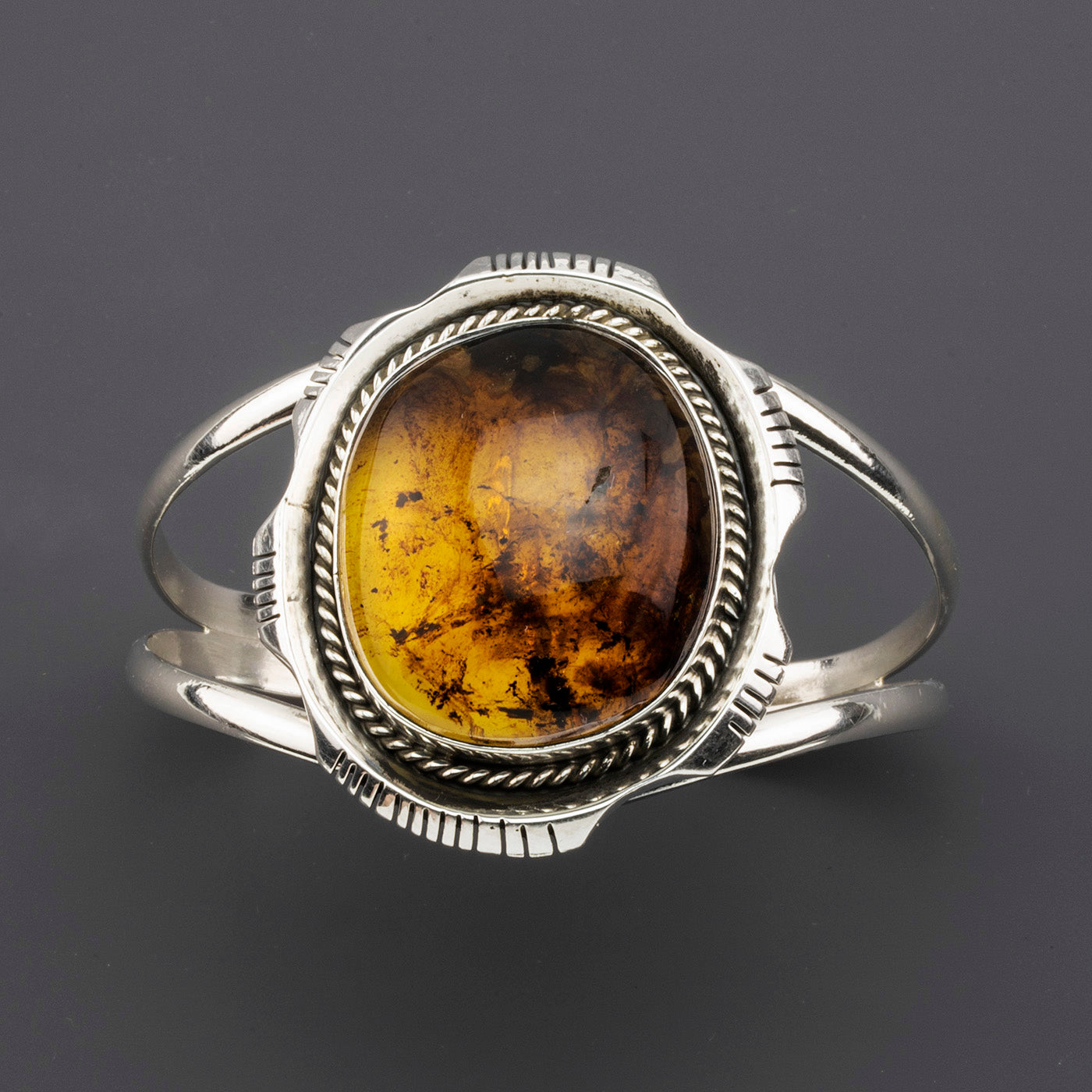 Chic Amber And Sterling Silver Women\'s Bracelet 6.5\