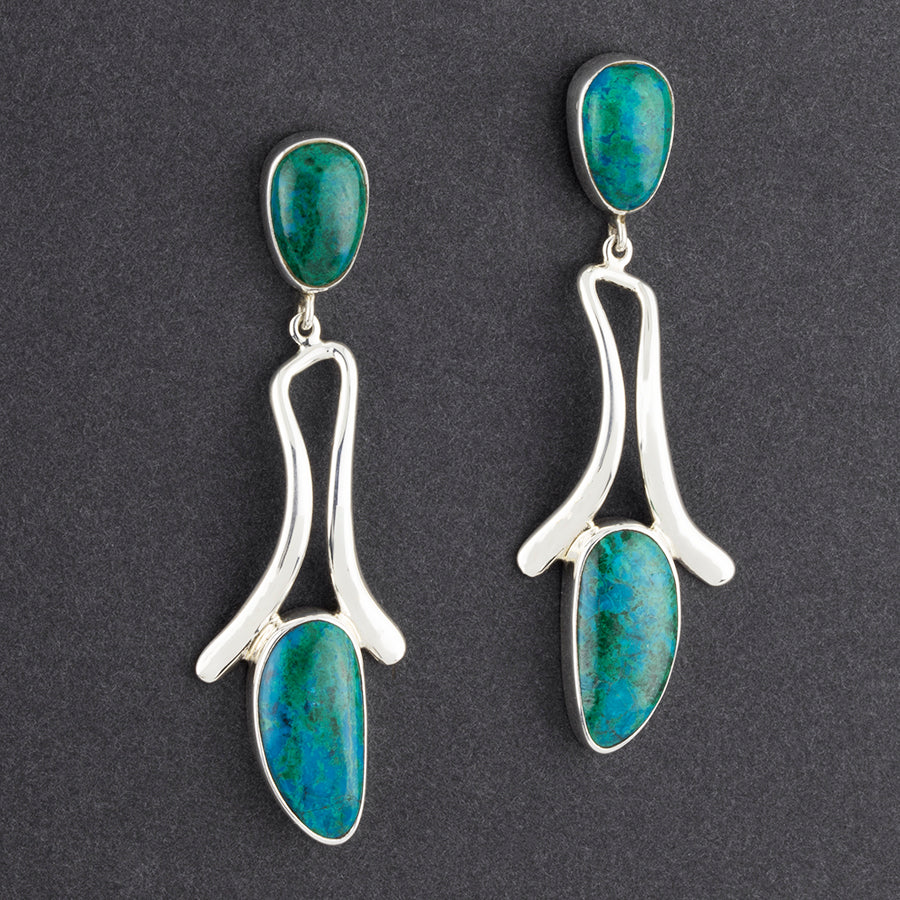 large silver and chrysocolla earrings