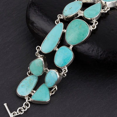 large silver and turquoise bracelet
