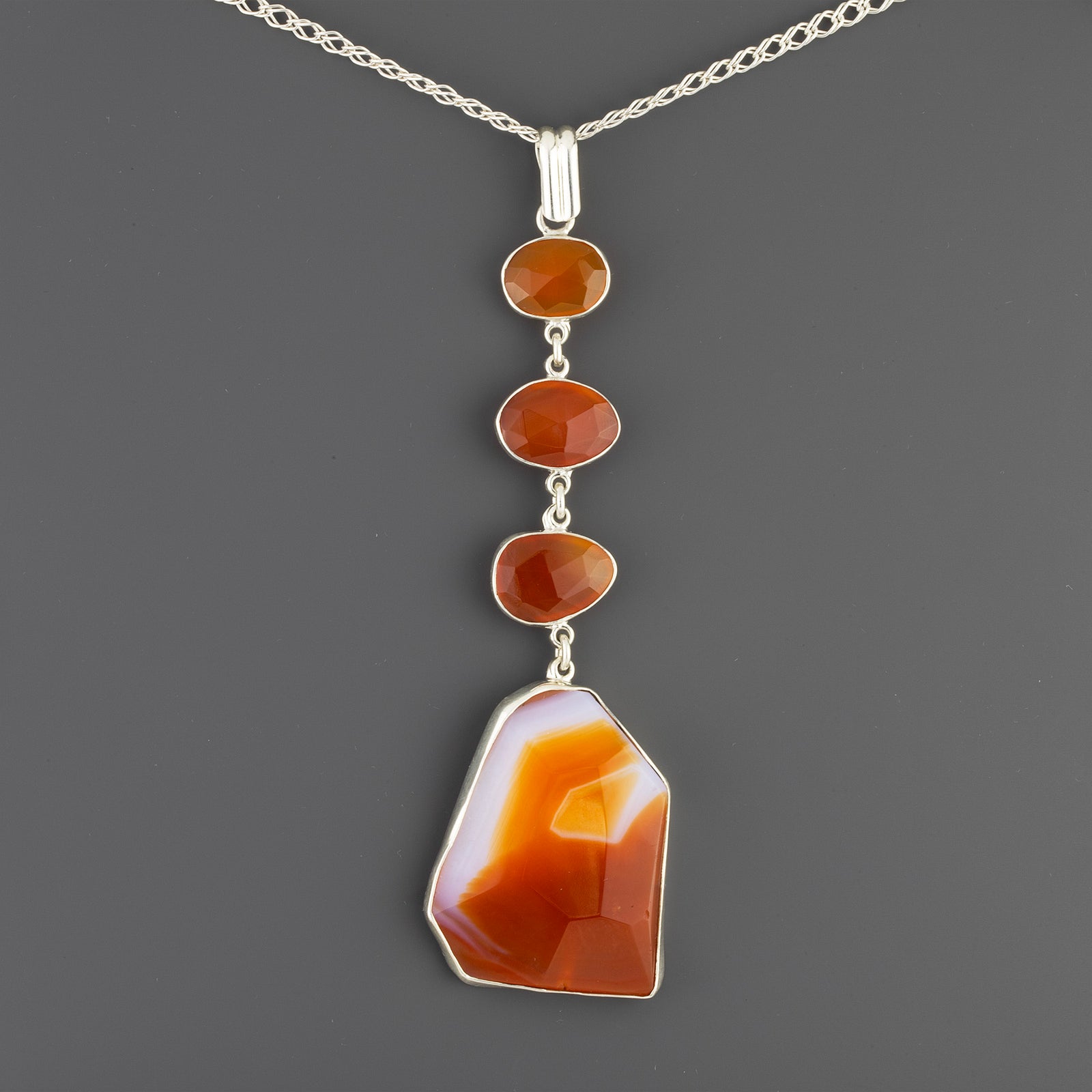 large stacked agate stone pendant
