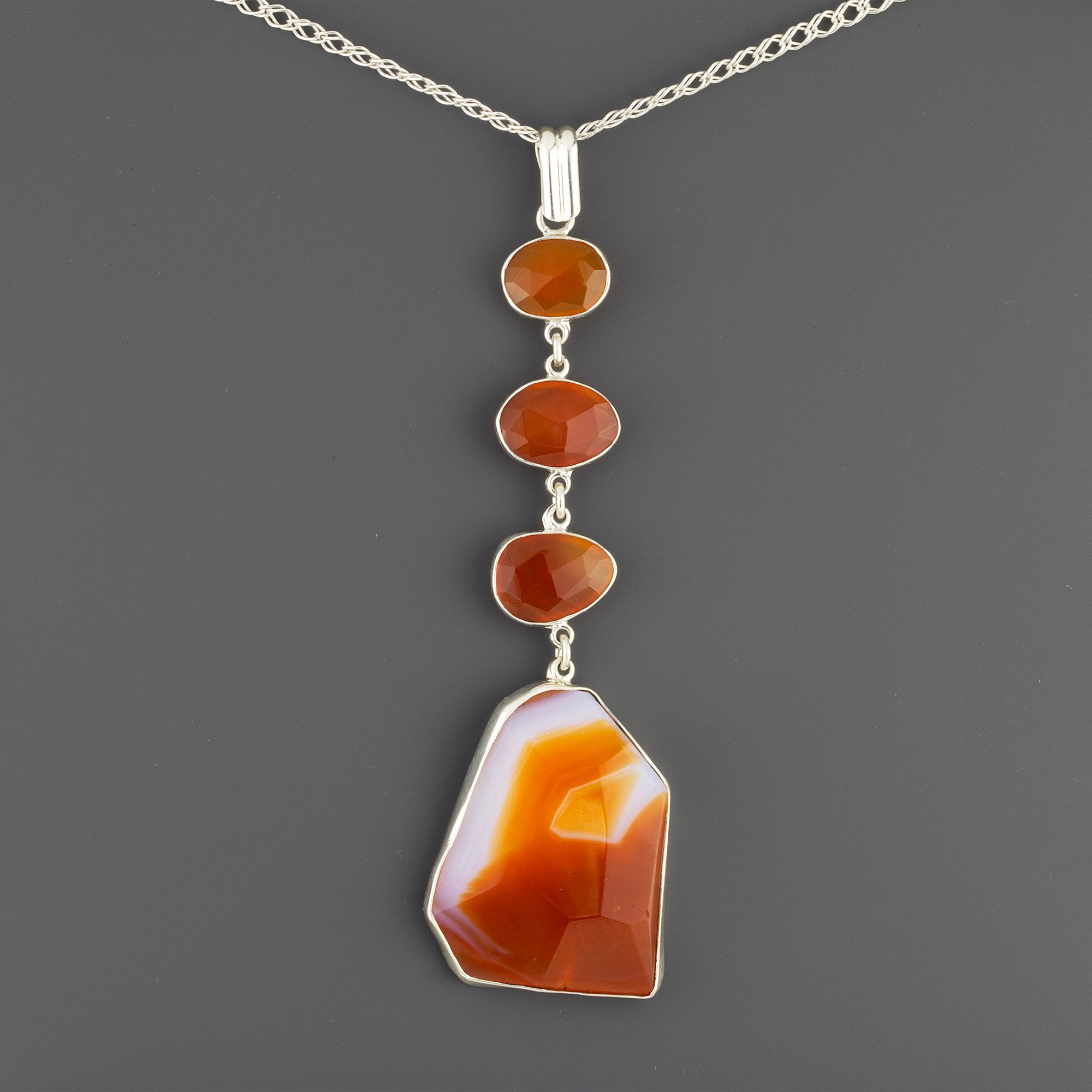 large stacked agate stone pendant