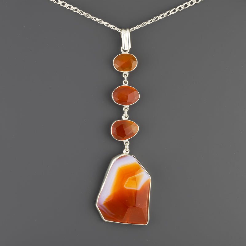 large stacked agate stone pendant