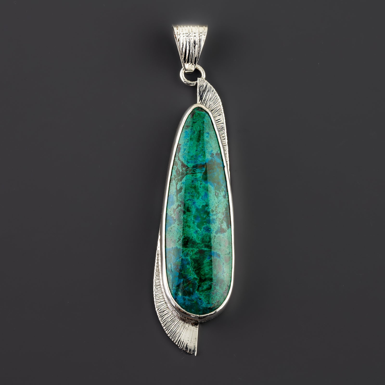 large sterling silver and chrysocolla pendant