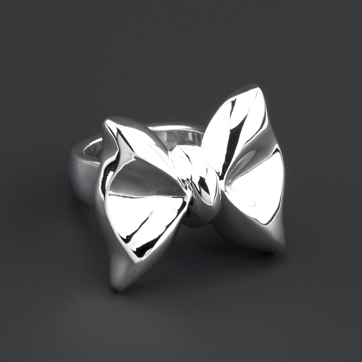 large sterling silver bow ring