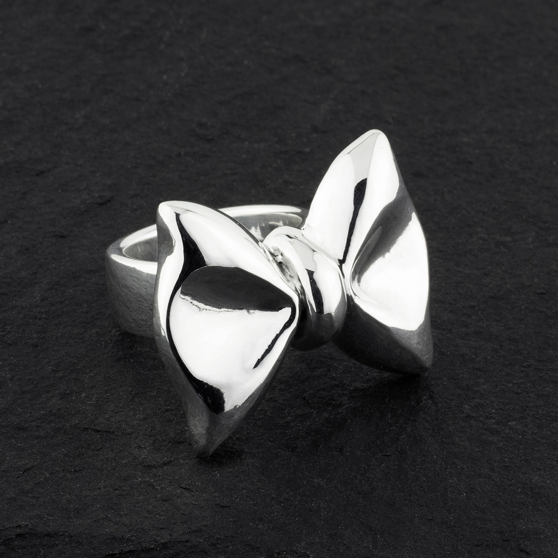 large sterling silver bow ring