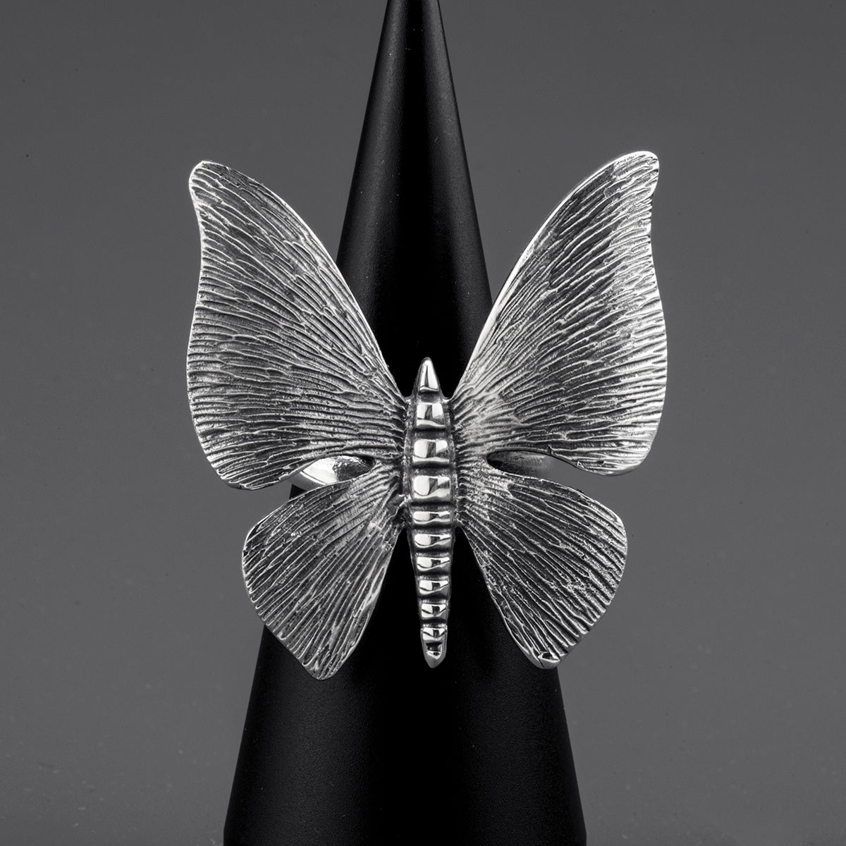 large sterling silver butterfly ring
