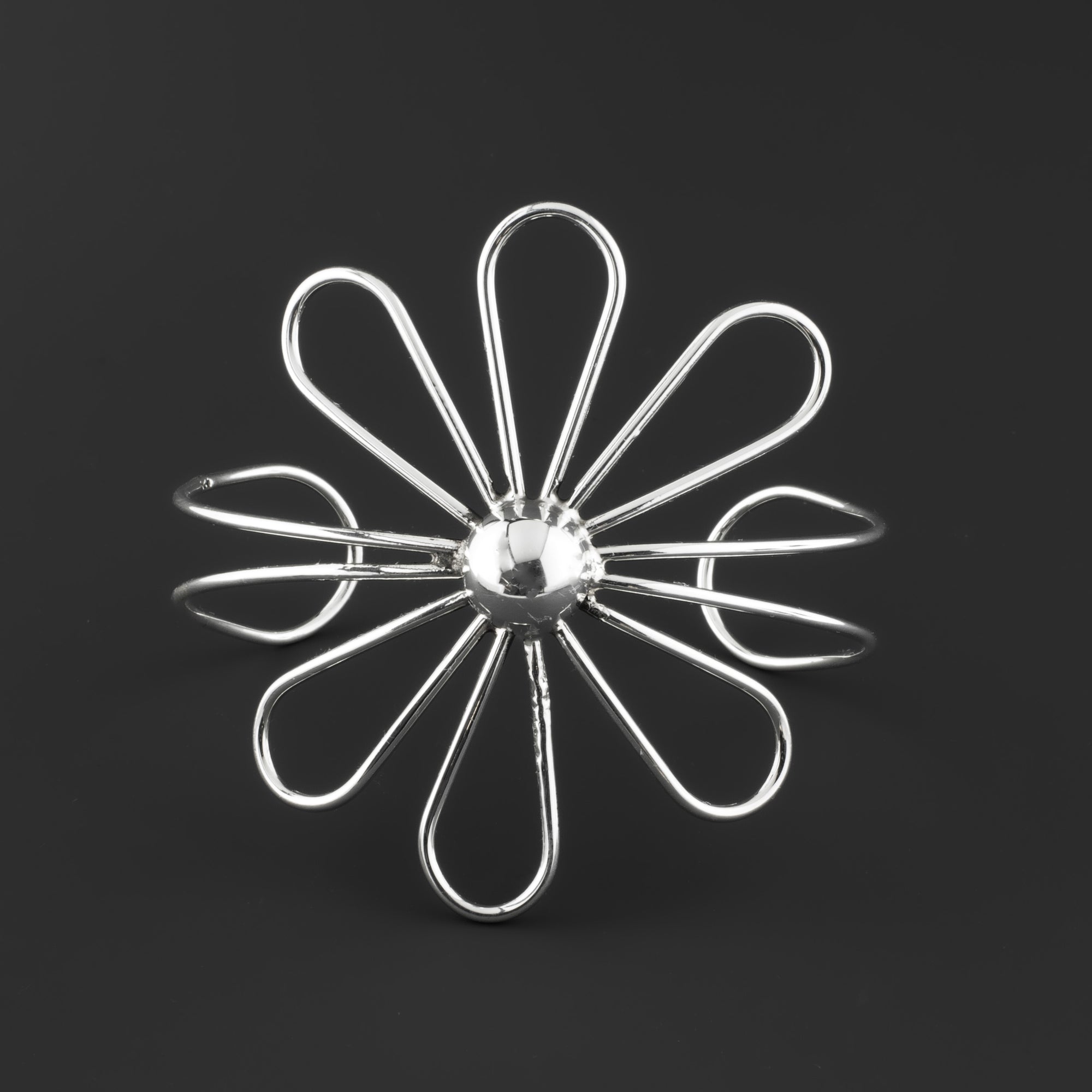 large sterling silver daisy flower cuff bracelet