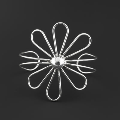 large sterling silver daisy flower cuff bracelet