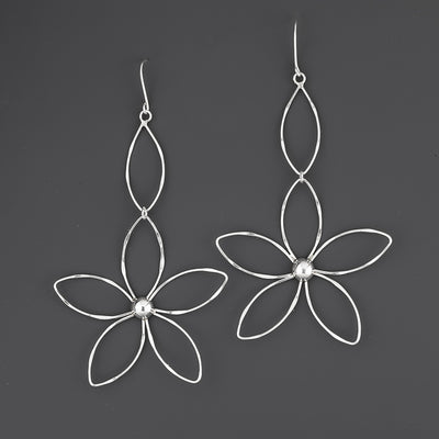 large sterling silver flower dangle earrings