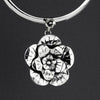 large sterling silver flower pendant necklace
