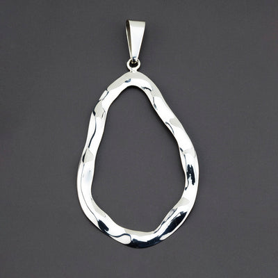 large sterling silver fluid frame pendant