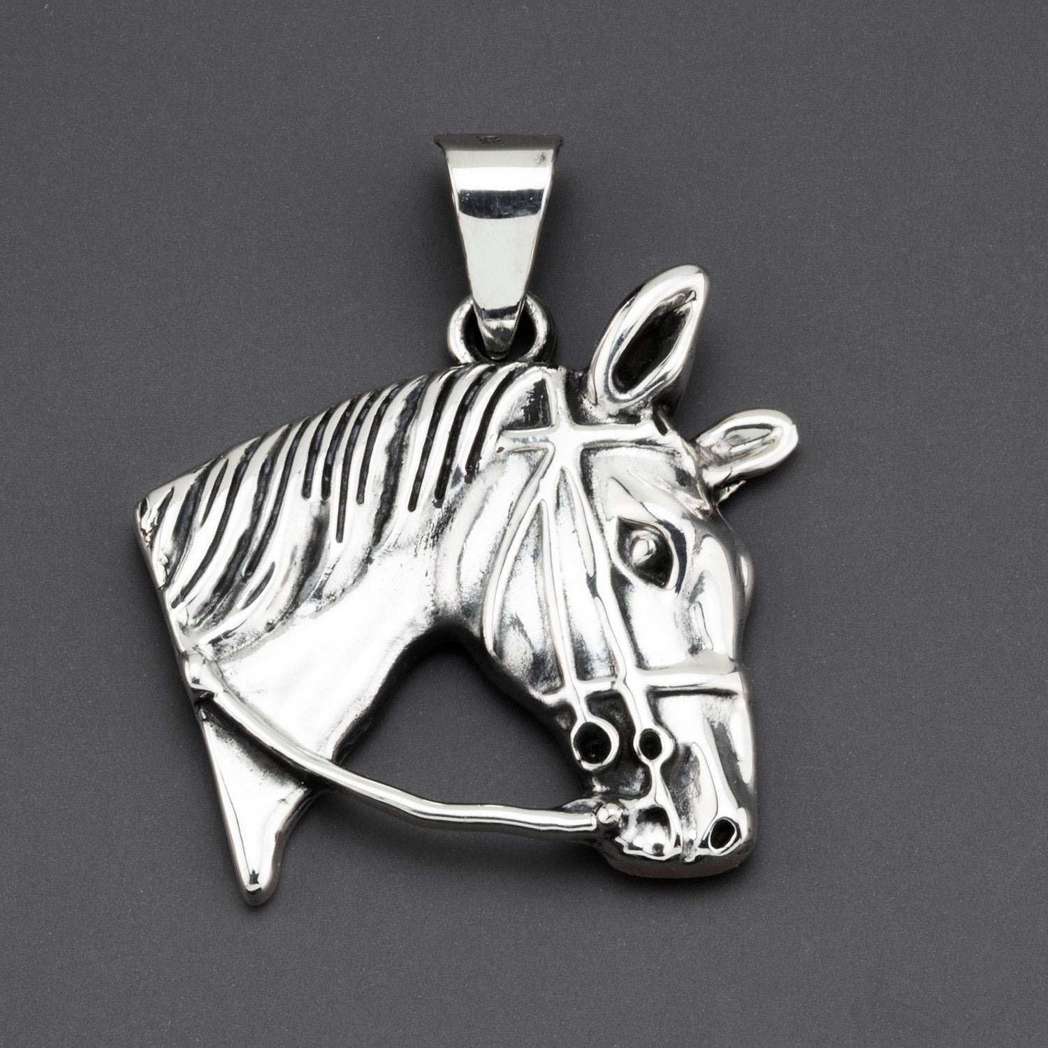 large sterling silver horse pendant