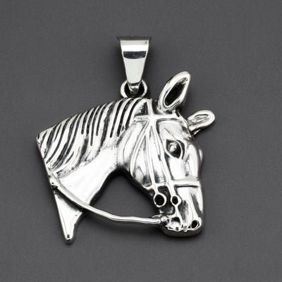 large sterling silver horse pendant