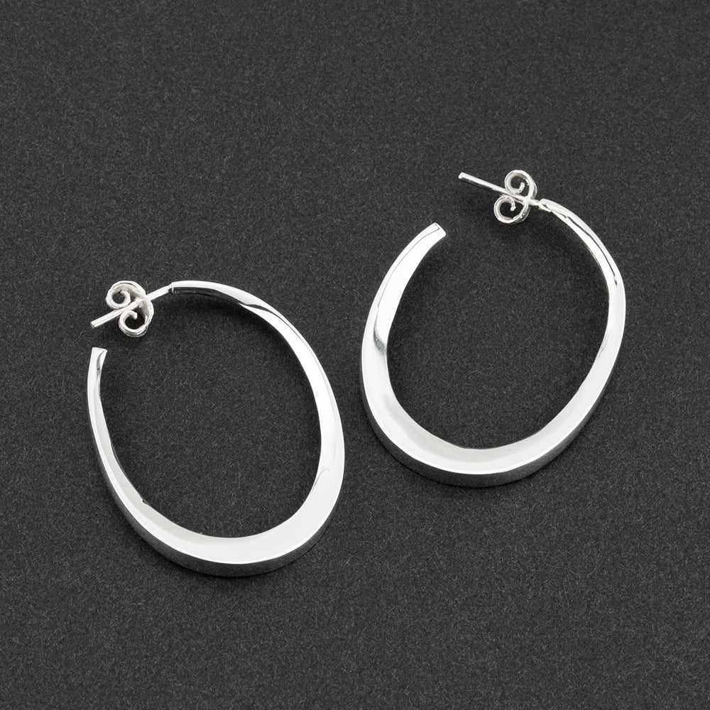 large sterling silver oval hoop earrings