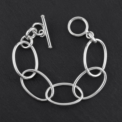 large sterling silver oval link bracelet