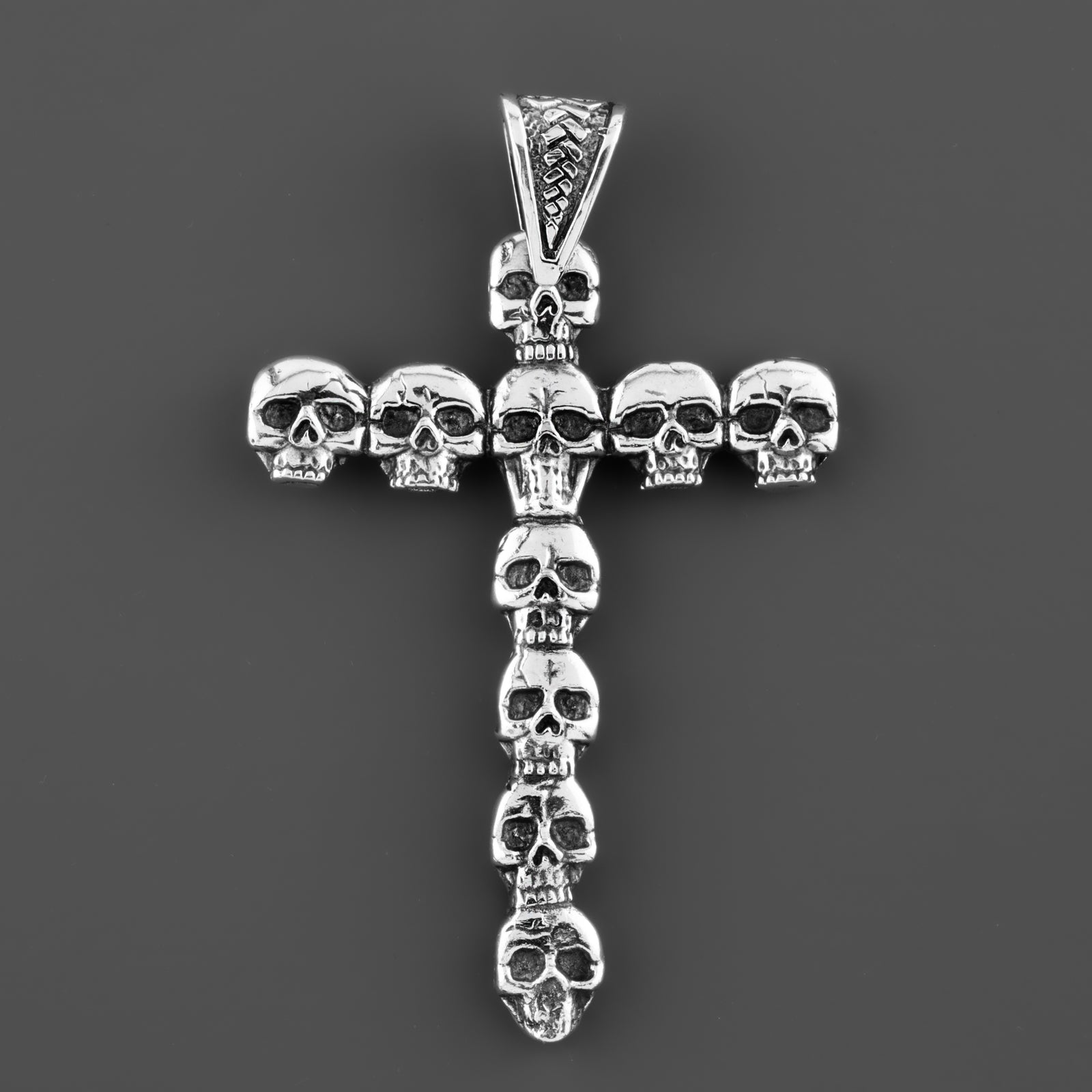 large sterling silver skull cross pendant