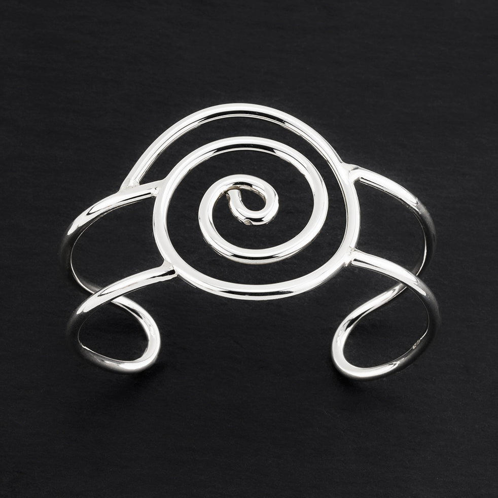 large sterling silver spiral cuff bracelet