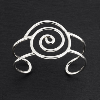 large sterling silver spiral cuff bracelet