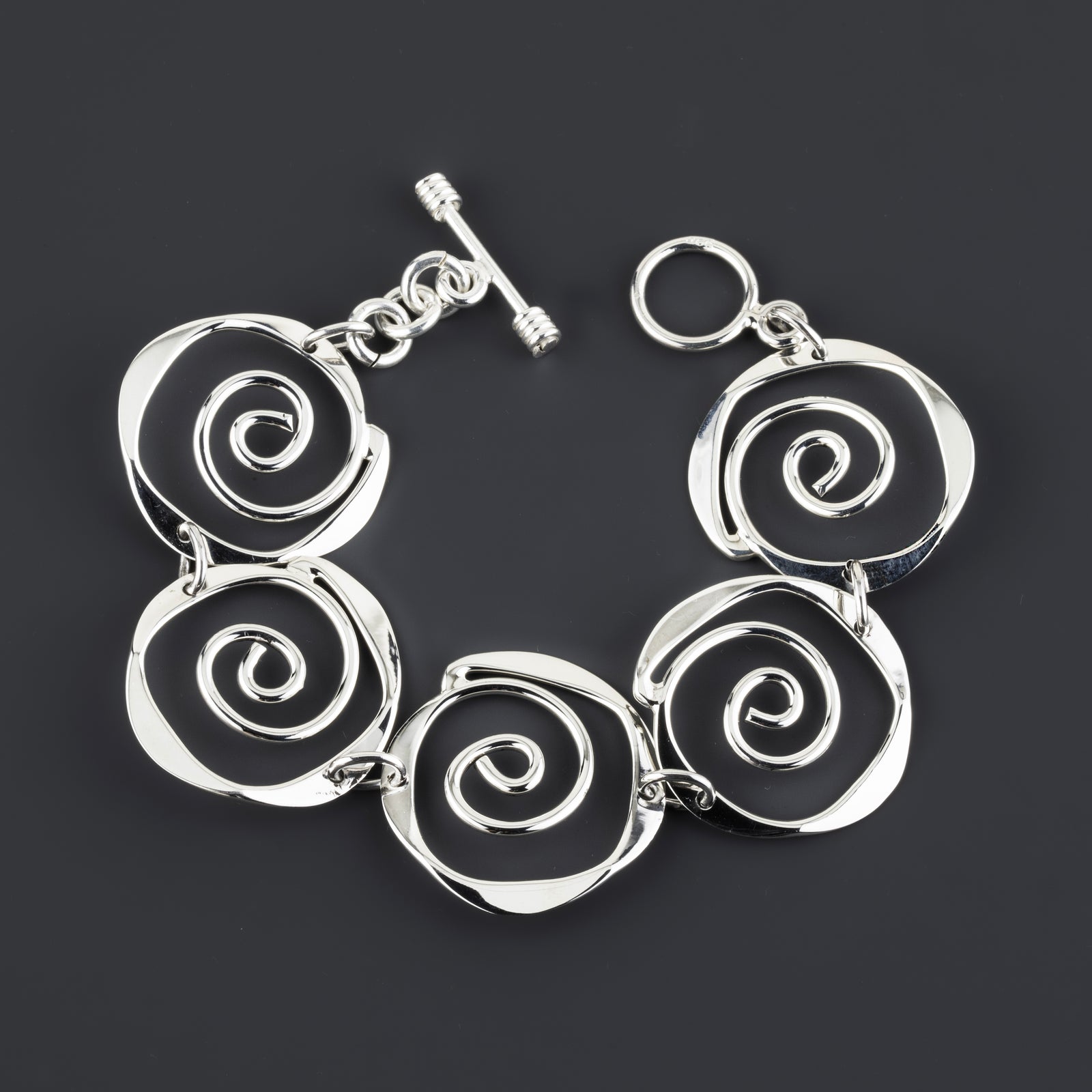 large sterling silver spiral link bracelet