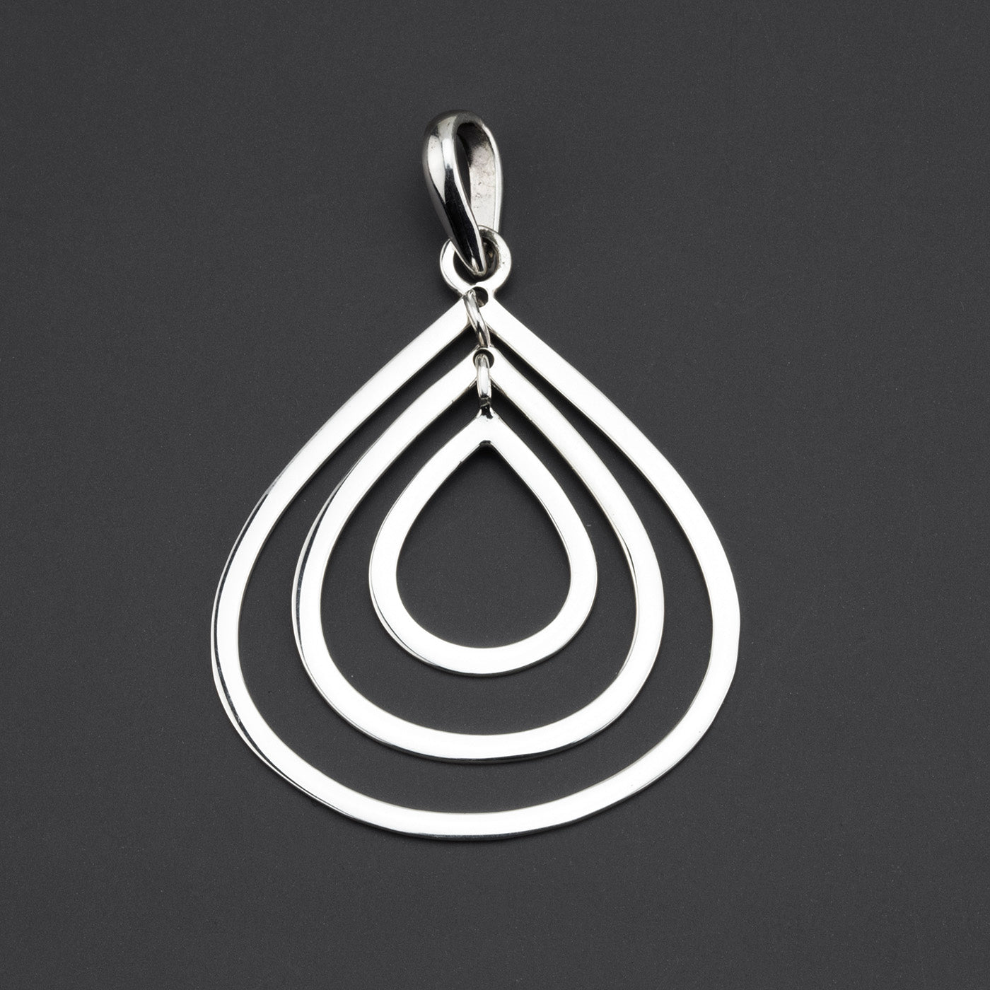 large sterling silver triple teardrop pendant