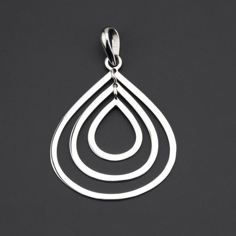 large sterling silver triple teardrop pendant