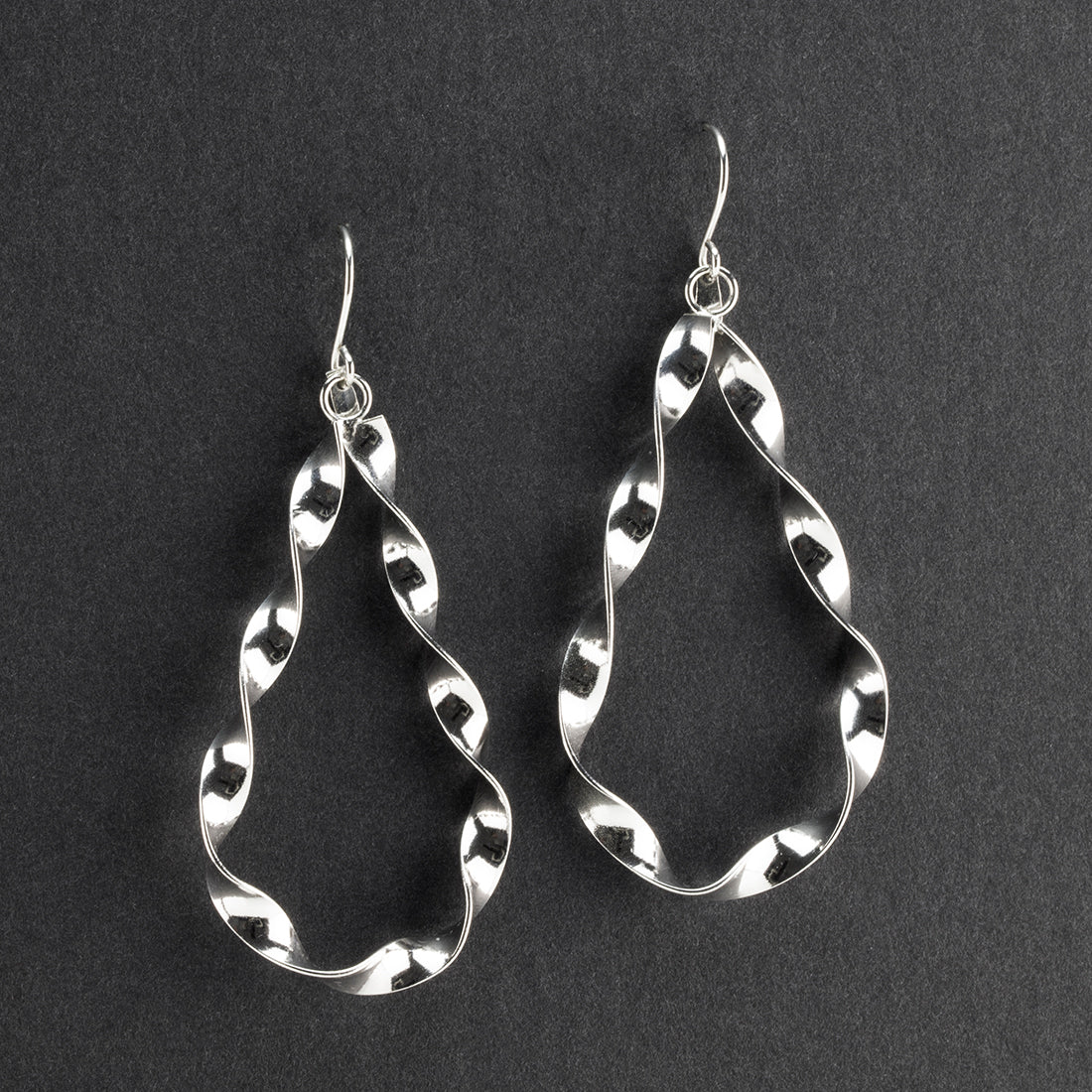 Large Sterling Silver Twisted Teardrop Dangle Earrings