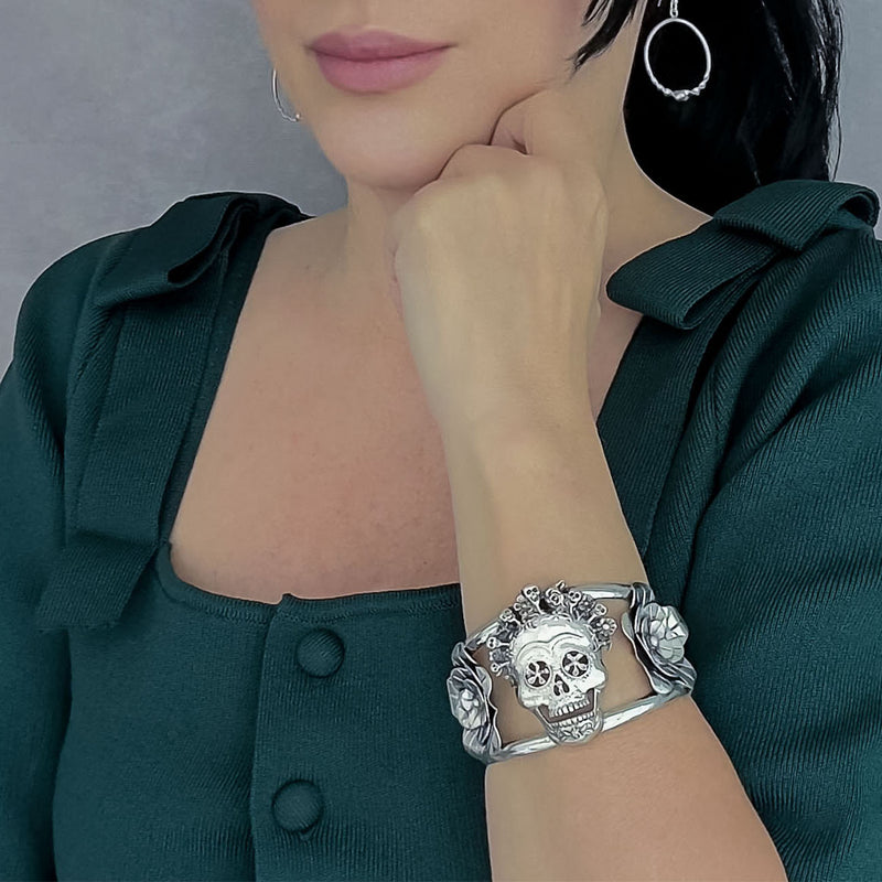 la catrina Mexican silver cuff bracelet