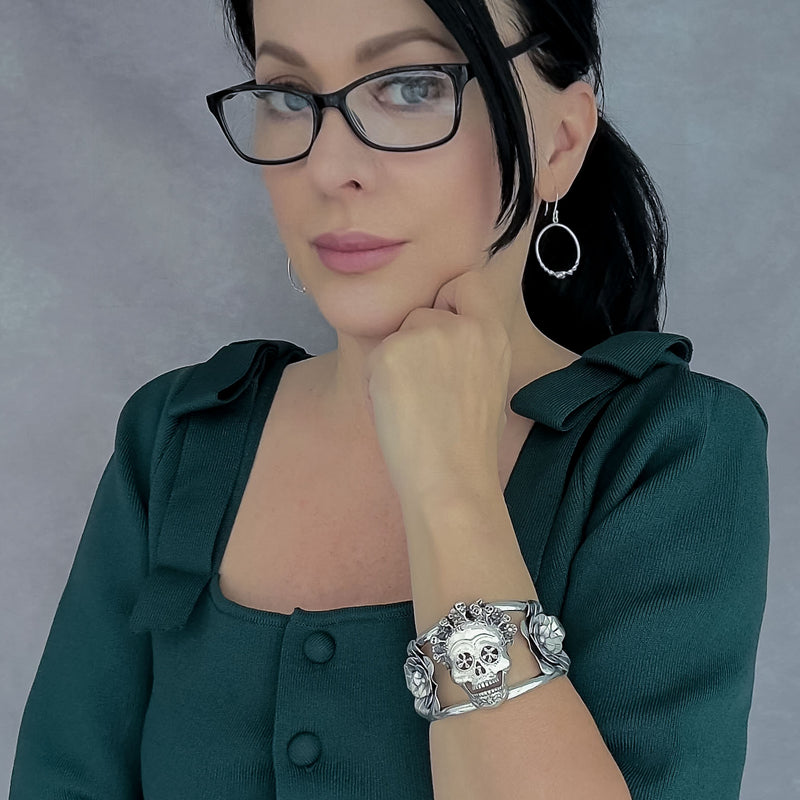 la catrina Mexican silver cuff bracelet