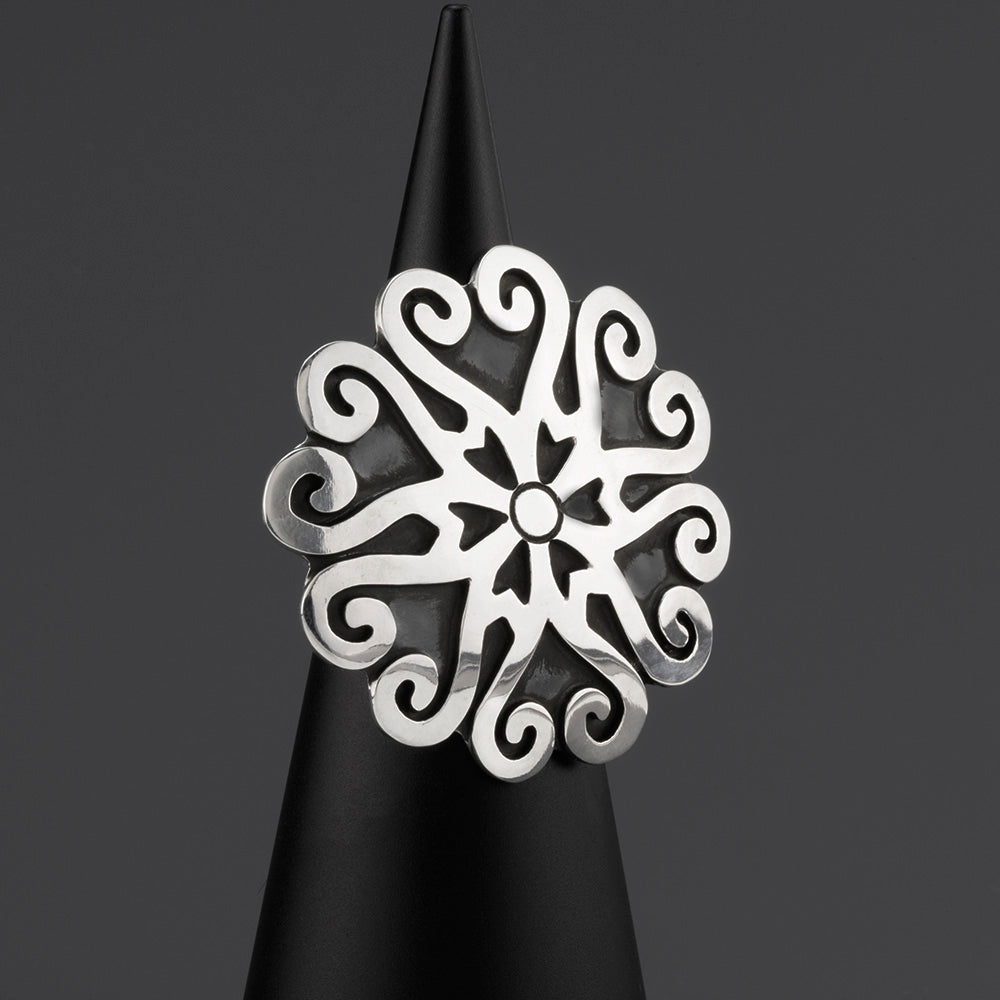Taxco Silver Ribbed Wrap Ring Reveka Rose taxco-silver-ribbed-wrap-ring-reveka-rose