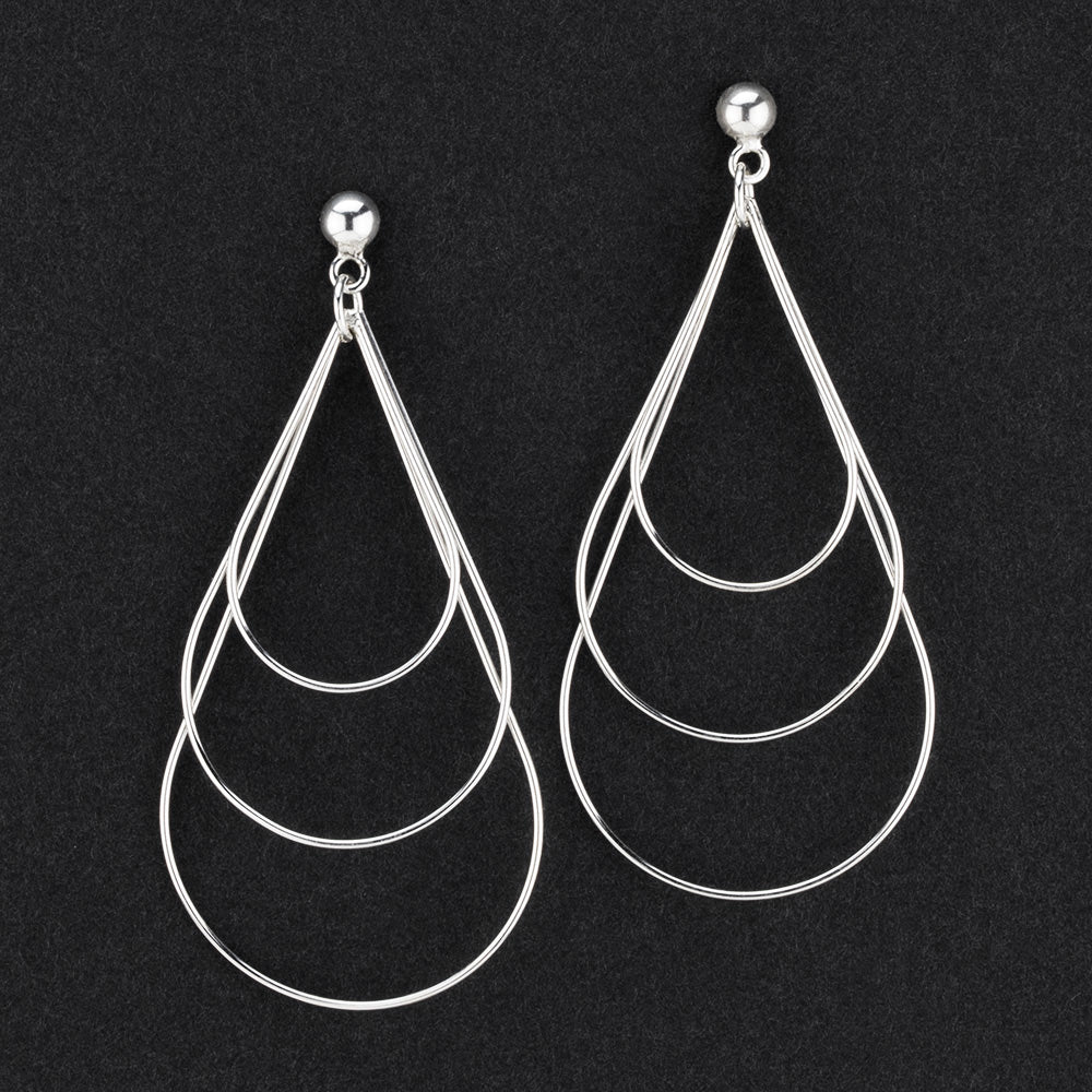 large triple teardrop wire earrings