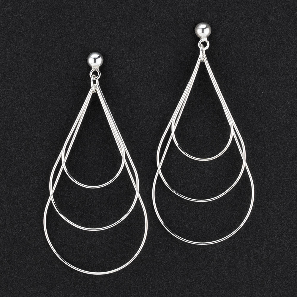 large triple teardrop wire earrings