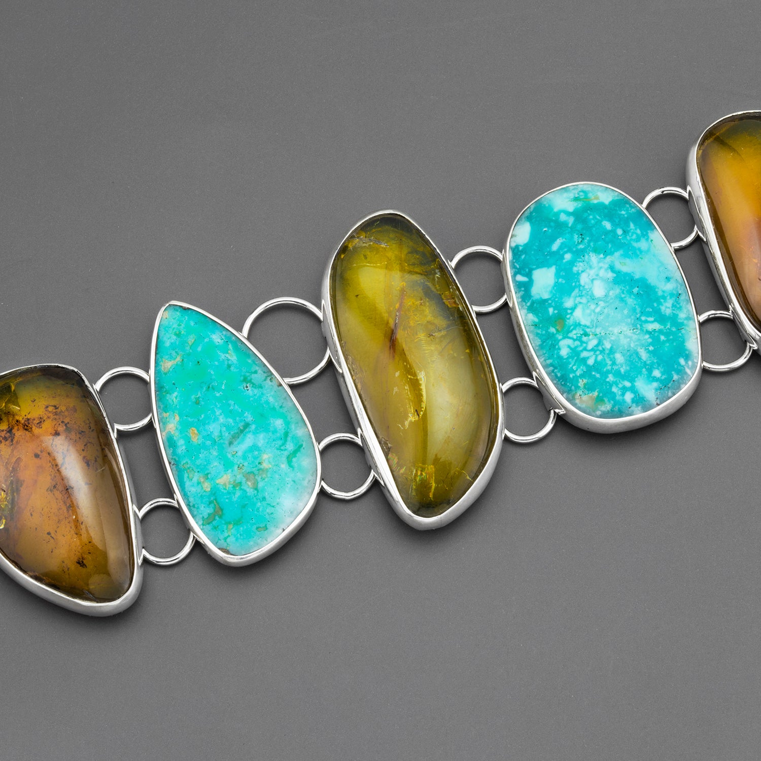 large turquoise and amber bracelet