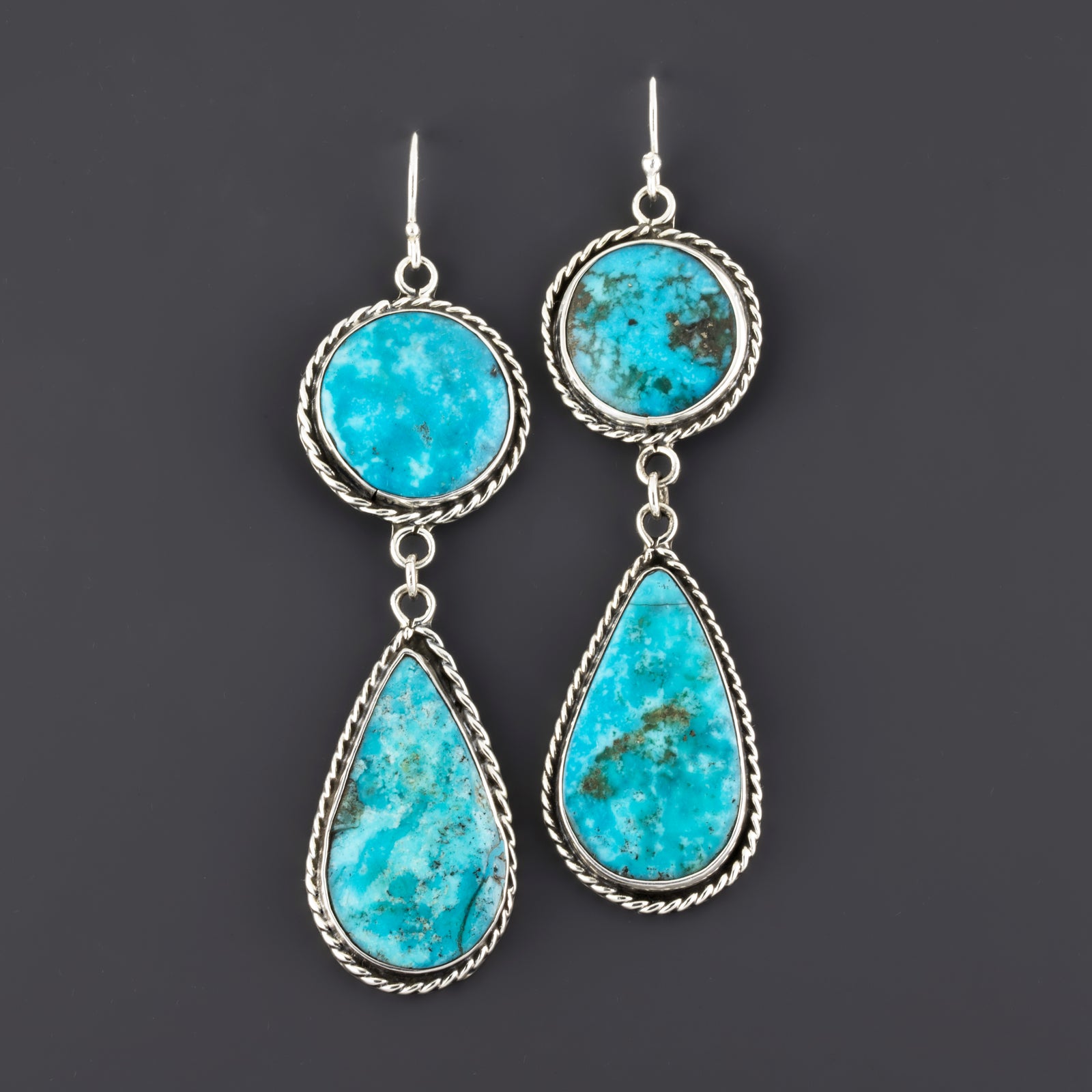 large turquoise statement dangle earrings