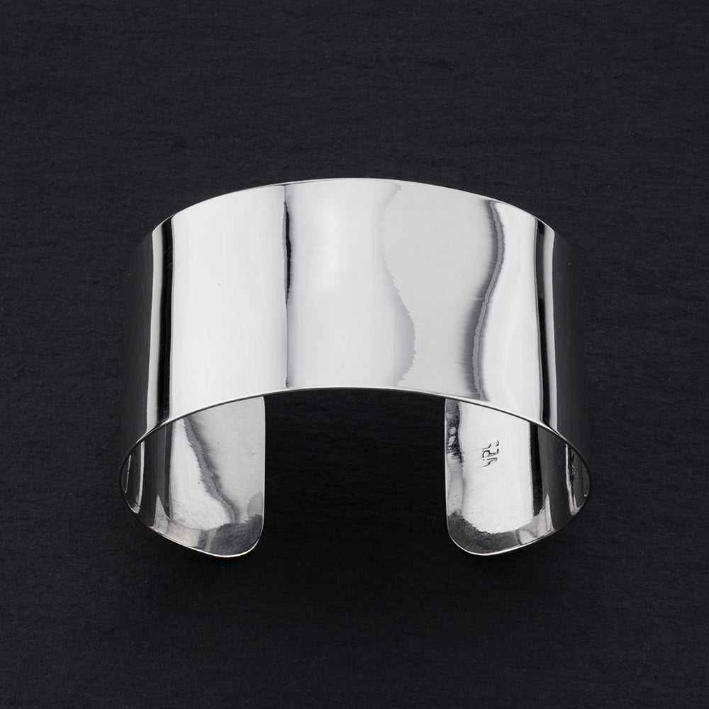 large wide plain sterling silver cuff bracelet