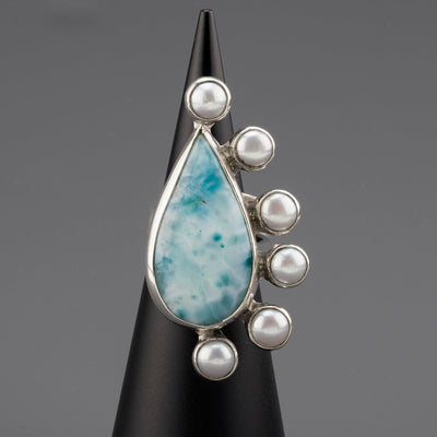 larimar and pearl ring