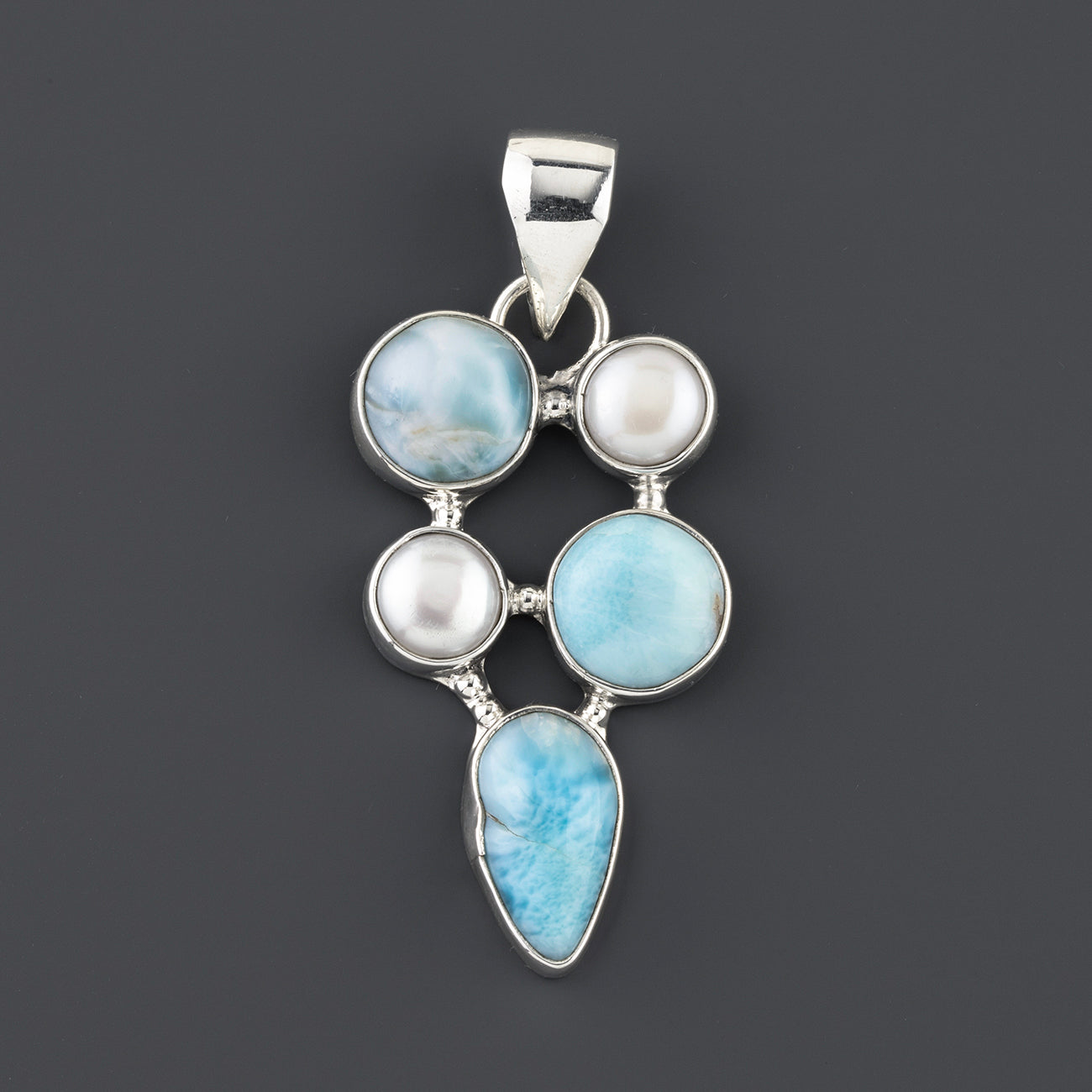 larimar pearl silver pendant