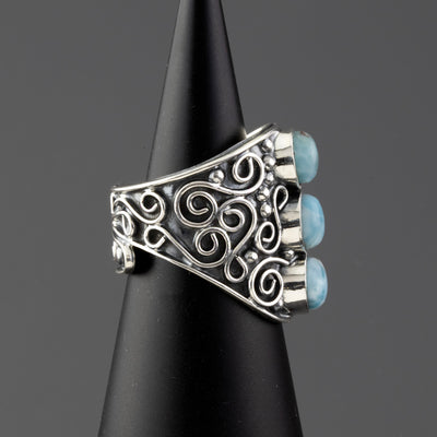 Caribbean Scroll Larimar Ring