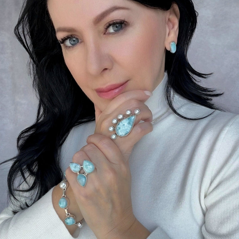 larimar stud earrings