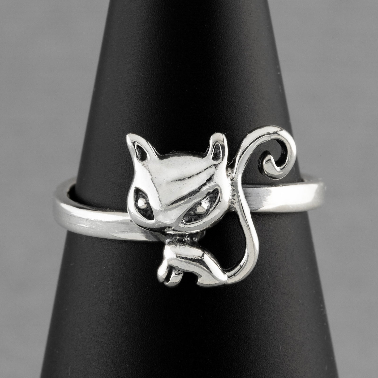 little trouble sterling silver cat ring