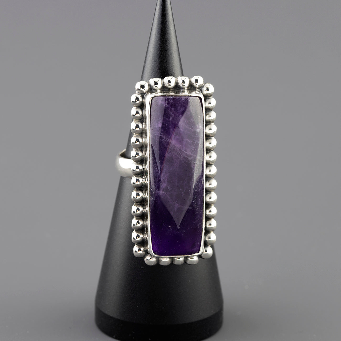 long amethyst statement ring