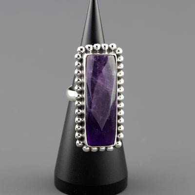 long amethyst statement ring