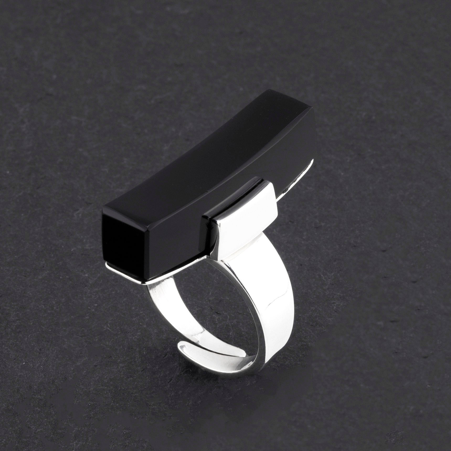 long black onyx statement ring