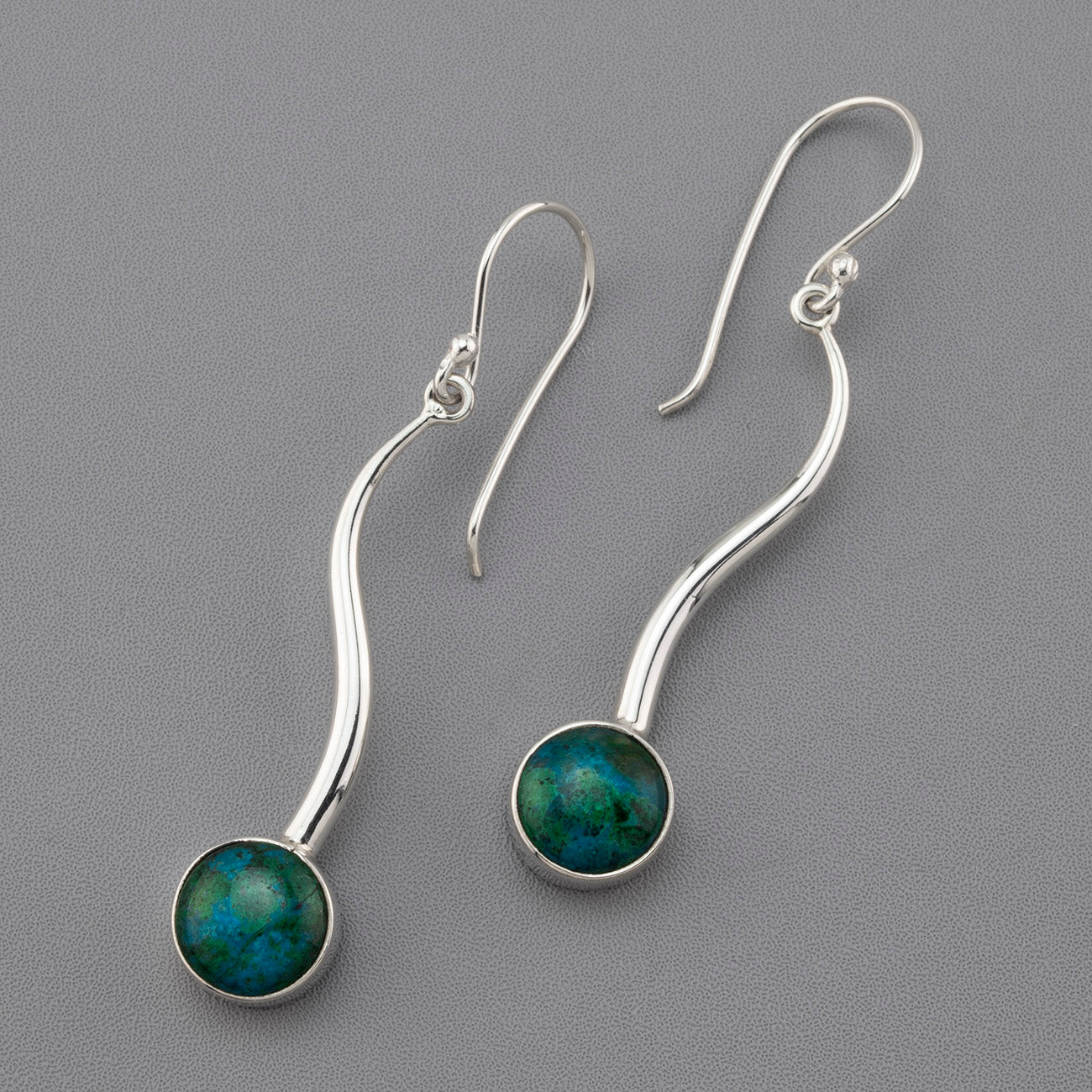 long chrysocolla drop earrings